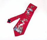 1970s Wide Red Silk Duck Tie Men's Vintage Imported All Silk Necktie with Mallard Ducks by Ducks Unlimited