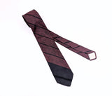 1950s Woolf Brothers Silk Skinny Tie Vintage Mad Men Era Red & Black All Silk Skinny Necktie with Diagonal Bands