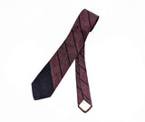 1950s Woolf Brothers Silk Skinny Tie Vintage Mad Men Era Red & Black All Silk Skinny Necktie with Diagonal Bands