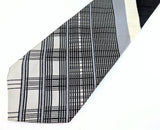 1970s Gray, Black & White Necktie Men's Vintage Super Wide Disco Era Polyester Tie by Richman Brothers