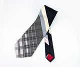 1970s Gray, Black & White Necktie Men's Vintage Super Wide Disco Era Polyester Tie by Richman Brothers