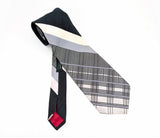 1970s Gray, Black & White Necktie Men's Vintage Super Wide Disco Era Polyester Tie by Richman Brothers