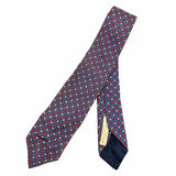 1940s Silk Fumagalli's Tie Men's Vintage Pure Silk Hand Block Printed Blue, White & Red Necktie with Brunate Made in Italy