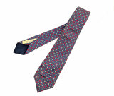 1940s Silk Fumagalli's Tie Men's Vintage Pure Silk Hand Block Printed Blue, White & Red Necktie with Brunate Made in Italy