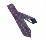 1940s Silk Fumagalli's Tie Men's Vintage Pure Silk Hand Block Printed Blue, White & Red Necktie with Brunate Made in Italy