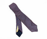 1940s Silk Fumagalli's Tie Men's Vintage Pure Silk Hand Block Printed Blue, White & Red Necktie with Brunate Made in Italy