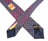 1940s Silk Fumagalli's Tie Men's Vintage Pure Silk Hand Block Printed Blue, White & Red Necktie with Brunate Made in Italy