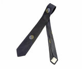 1960s Navy Blue Silk Skinny Tie Narrow Mad Men Era Mid Century Men's Vintage All Silk Necktie with Asian designs by Milt Baldridge