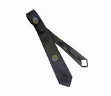 1960s Navy Blue Silk Skinny Tie Narrow Mad Men Era Mid Century Men's Vintage All Silk Necktie with Asian designs by Milt Baldridge