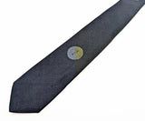 1960s Navy Blue Silk Skinny Tie Narrow Mad Men Era Mid Century Men's Vintage All Silk Necktie with Asian designs by Milt Baldridge