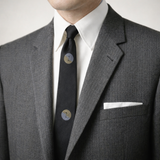 1950s Navy Blue Silk Skinny Tie Narrow Mad Men Era Mid Century Men's Vintage All Silk Necktie with Asian designs by Milt Baldridge