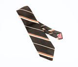 1970s Disco Era Wide Brown Tie 100% Polyester Men's Vintage Necktie with diagonal stripes by Par Excellence