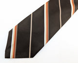 1970s Disco Era Wide Brown Tie 100% Polyester Men's Vintage Necktie with diagonal stripes by Par Excellence