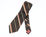 1970s Disco Era Wide Brown Tie 100% Polyester Men's Vintage Necktie with diagonal stripes by Par Excellence