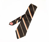 1970s Disco Era Wide Brown Tie 100% Polyester Men's Vintage Necktie with diagonal stripes by Par Excellence