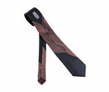1980s Men's Retro Art Deco Skinny Tie Vintage Narrow Black & Pink 80s Polyester and Rayon necktie by City Streets with Abstract Designs