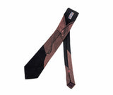 1980s Men's Retro Art Deco Skinny Tie Vintage Narrow Black & Pink 80s Polyester and Rayon necktie by City Streets with Abstract Designs