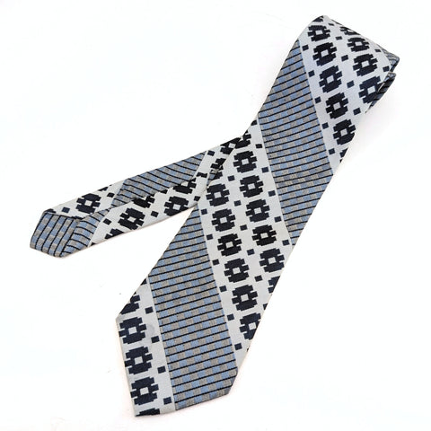 1970s Gray, Black & Blue Necktie Men's Vintage Super Wide Disco Era Polyester Tie