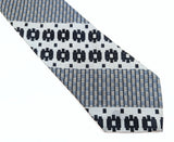 1970s Gray, Black & Blue Necktie Men's Vintage Super Wide Disco Era Polyester Tie