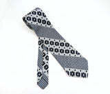 1970s Gray, Black & Blue Necktie Men's Vintage Super Wide Disco Era Polyester Tie