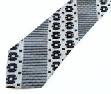 1970s Gray, Black & Blue Necktie Men's Vintage Super Wide Disco Era Polyester Tie
