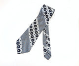 1970s Gray, Black & Blue Necktie Men's Vintage Super Wide Disco Era Polyester Tie