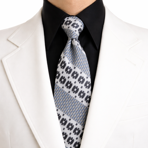 1970s Gray, Black & Blue Necktie Men's Vintage Super Wide Disco Era Polyester Tie