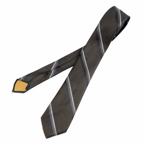 1950s-60s Brown Skinny Tie Vintage Mod Mad Men Era Mid Century Modern Striped Dark Brown and Black Necktie