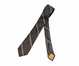 1950s-60s Brown Skinny Tie Vintage Mod Mad Men Era Mid Century Modern Striped Dark Brown and Black Necktie