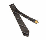 1950s-60s Brown Skinny Tie Vintage Mod Mad Men Era Mid Century Modern Striped Dark Brown and Black Necktie