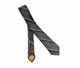 1950s-60s Brown Skinny Tie Vintage Mod Mad Men Era Mid Century Modern Striped Dark Brown and Black Necktie