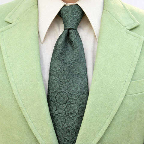 1970s Wide Green Disco Era Tie Men's Vintage 70s Textured Polyester Super Wide Necktie of Wemlon Fabric by Wembley