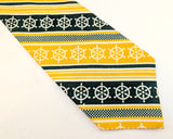 1970s Ship's Wheel Necktie Men's Vintage Super Wide Disco Era Yellow, Green and White Polyester Tie