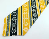 1970s Ship's Wheel Necktie Men's Vintage Super Wide Disco Era Yellow, Green and White Polyester Tie