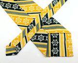 1970s Ship's Wheel Necktie Men's Vintage Super Wide Disco Era Yellow, Green and White Polyester Tie