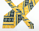 1970s Ship's Wheel Necktie Men's Vintage Super Wide Disco Era Yellow, Green and White Polyester Tie