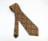 Vintage Burberry's of London Men's 100% Silk Necktie Vintage Green & Brown Pure Silk High Fashion Couture Tie
