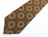 Vintage Burberry's of London Men's 100% Silk Necktie Vintage Green & Brown Pure Silk High Fashion Couture Tie