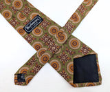 Vintage Burberry's of London Men's 100% Silk Necktie Vintage Green & Brown Pure Silk High Fashion Couture Tie