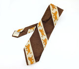 1970s Disco Era Wide Lion Tie Men's Vintage Silk Blend Necktie with Diagonal Bands and Lion designs labeled Alessandro Originals