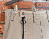 1970s Vintage Men's Disco Era Bell Bottom Trousers Flared Light Brown Bell Bottom Pants with Brown Zipper up each leg & snap detail - MEDIUM