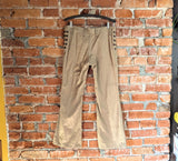 1970s Vintage Men's Disco Era Bell Bottom Trousers Flared Light Brown Bell Bottom Pants with Brown Zipper up each leg & snap detail - MEDIUM