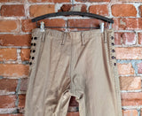 1970s Vintage Men's Disco Era Bell Bottom Trousers Flared Light Brown Bell Bottom Pants with Brown Zipper up each leg & snap detail - MEDIUM