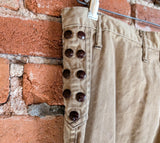 1970s Vintage Men's Disco Era Bell Bottom Trousers Flared Light Brown Bell Bottom Pants with Brown Zipper up each leg & snap detail - MEDIUM