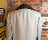 1970s Men's Dress Coat Vintage Beige Textured Polyester Winter Overcoat with Faux Fur Pile Collar by JCPenney Towncraft - Size 42R (LARGE)