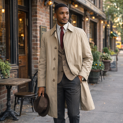 1960s-70s Men's Vintage London Fog Overcoat Light Khaki All Weather Coat with removeable Winter Pile Lining - Size 40 Long (MEDIUM)