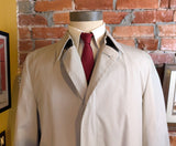 1960s-70s Men's Vintage London Fog Overcoat Light Khaki All Weather Coat with removeable Winter Pile Lining - Size 40 Long (MEDIUM)