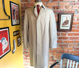 1960s-70s Men's Vintage London Fog Overcoat Light Khaki All Weather Coat with removeable Winter Pile Lining - Size 40 Long (MEDIUM)