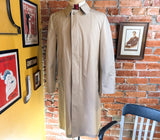 1960s-70s Men's Vintage London Fog Overcoat Light Khaki All Weather Coat with removeable Winter Pile Lining - Size 40 Long (MEDIUM)