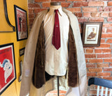 1960s-70s Men's Vintage London Fog Overcoat Light Khaki All Weather Coat with removeable Winter Pile Lining - Size 40 Long (MEDIUM)